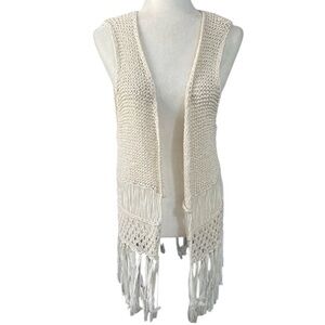 Painted Threads Boho knit vest with fringe